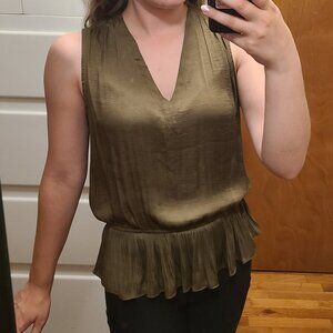 Tahari Green Sleeveless Tank Blouse (S) Small